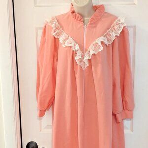 Fleece Vintage House Dress Muumuu Pink Sz M